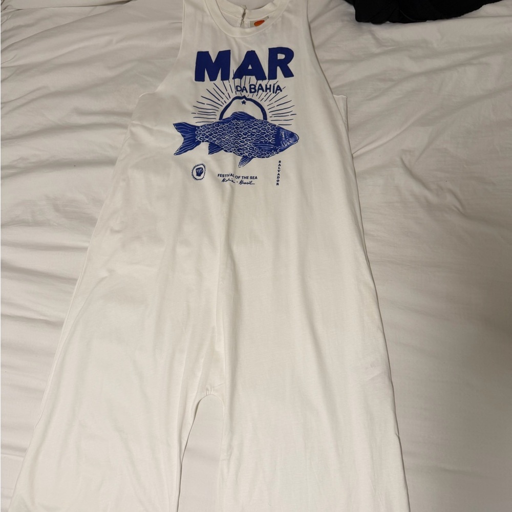FARM Rio White Jumpsuit with Blue Fish Graphic - Picture 4 of 6